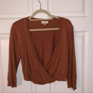 ModCloth Cropped Surplice Cardigan in PumpkinSpice